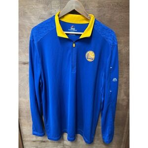Majestic Golden State Warriors CoolBase Quarter Zip Pullover Mens XL Blue NBA